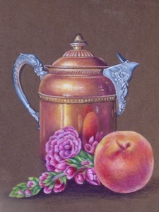 Copper Tea Kettle and Peach